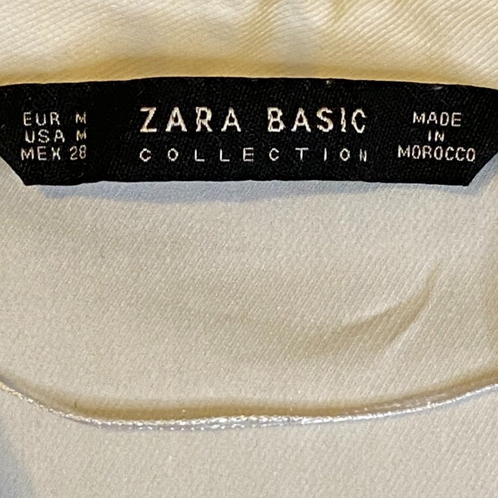 Zara Basic White Buttoned Blouse, Sz M - image 3